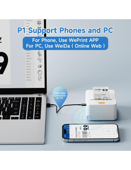 Impresora de Etiquetas Portátil DETONGER P1 Bluetooth Recargable Impresora de Etiquetas Portátil DETONGER P1 Bluetooth Recargable