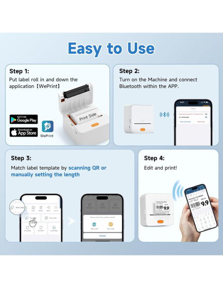 Impresora de Etiquetas Portátil DETONGER P1 Bluetooth Recargable Impresora de Etiquetas Portátil DETONGER P1 Bluetooth Recargable