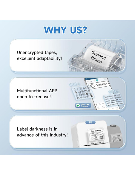 Impresora de Etiquetas Portátil DETONGER P1 Bluetooth Recargable Impresora de Etiquetas Portátil DETONGER P1 Bluetooth Recargable