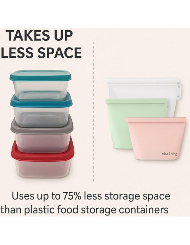 Bolsas de Almacenamiento de Alimentos Aira Living 3 Pzas 1L Silicona