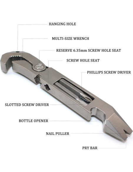 Multiherramienta EDC ResafeLy de Titanio 10.8 cm con Destornillador
