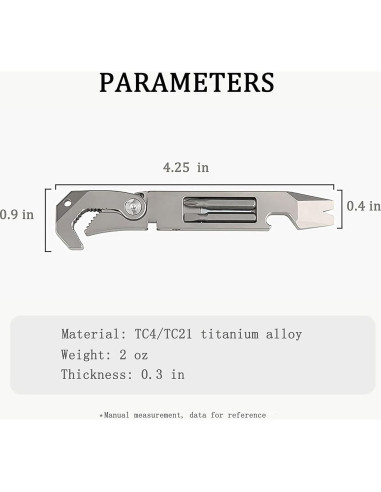 Multiherramienta EDC ResafeLy de Titanio 10.8 cm con Destornillador
