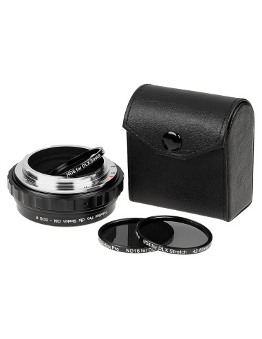 Adaptador de lente Fotodiox OM-RF-DLXS con helicoide macro y filtros ND