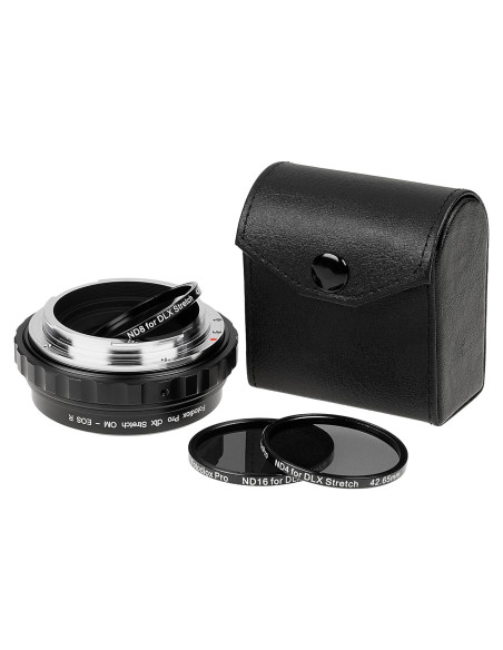 Adaptador de lente Fotodiox OM-RF-DLXS con helicoide macro y filtros ND