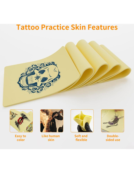10 Hojas Piel de Práctica Tatuaje MIHERT 20x15 cm 3mm Doble Cara