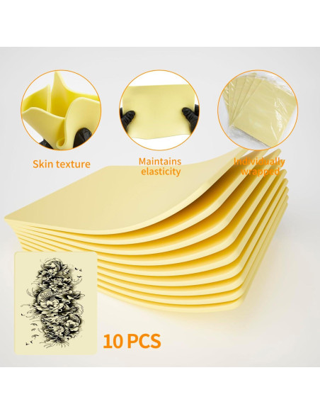 10 Hojas Piel de Práctica Tatuaje MIHERT 20x15 cm 3mm Doble Cara