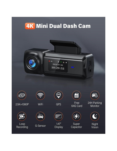 Cámara de Tablero Delantera y Trasera BESTSEE M33 4K/2.5K