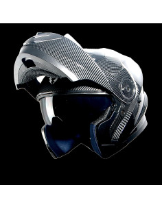 Casco Modular 1Storm Modular901 Fibra Carbono Negro con Luz LED 2