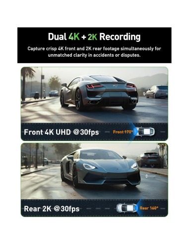 Cámara de Tablero Dual 4K GMAIPOP con WiFi y Tarjeta 64GB