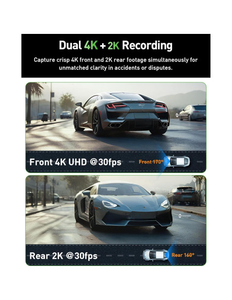 Cámara de Tablero Dual 4K GMAIPOP con WiFi y Tarjeta 64GB