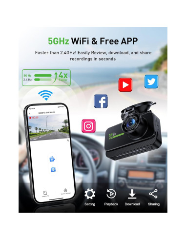 Cámara de Tablero Dual 4K GMAIPOP con WiFi y Tarjeta 64GB