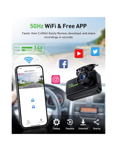 Cámara de Tablero Dual 4K GMAIPOP con WiFi y Tarjeta 64GB