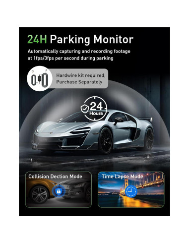 Cámara de Tablero Dual 4K GMAIPOP con WiFi y Tarjeta 64GB