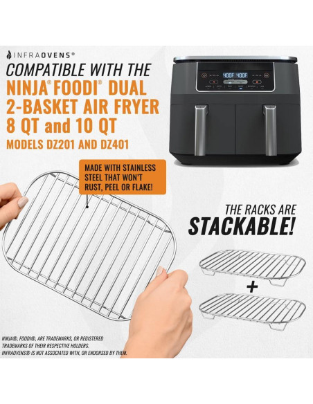 Accesorios para Freidora de Aire Ninja Dual 2 Canastas 9 Piezas