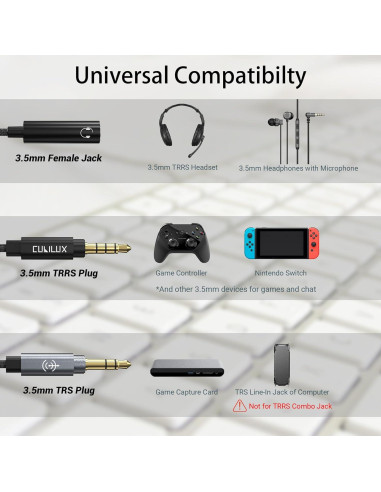 Cable Cubilux Chat Link Pro con Control de Volumen 3.5mm