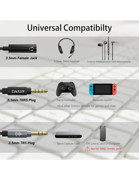 Cable Cubilux Chat Link Pro con Control de Volumen 3.5mm