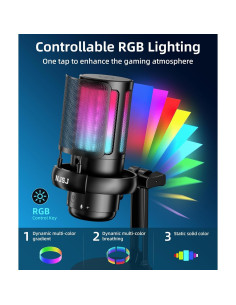 Micrófono USB NJSJ ME6P para PC, PS4, PS5, con RGB 2