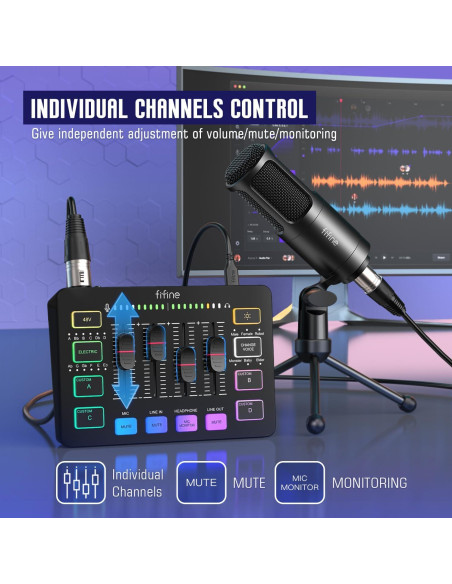 Kit de Audio FIFINE KS3 para Gaming y Podcast con Micrófono XLR