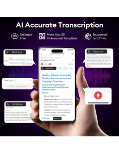 Grabadora de Voz AI Tophorse NOTE-1, 64GB, Transcripción en 101 Idiomas 2