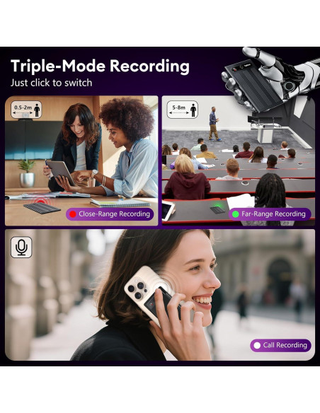 Grabadora de Voz AI Tophorse NOTE-1, 64GB, Transcripción en 101 Idiomas