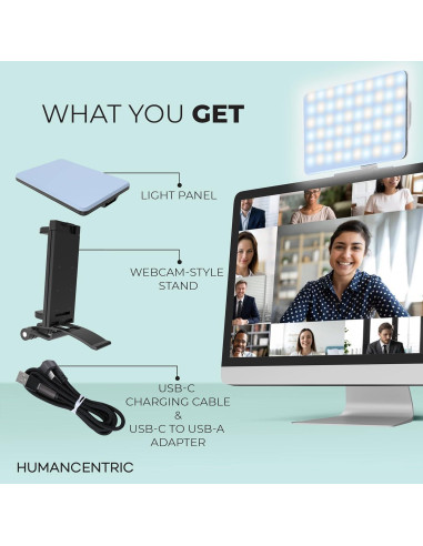 Kit de Iluminación para Videoconferencias HumanCentric, Luz USB-C Ajustable