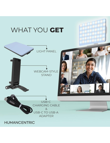 Kit de Iluminación para Videoconferencias HumanCentric, Luz USB-C Ajustable