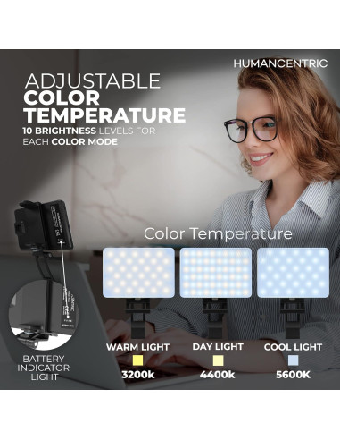 Kit de Iluminación para Videoconferencias HumanCentric, Luz USB-C Ajustable