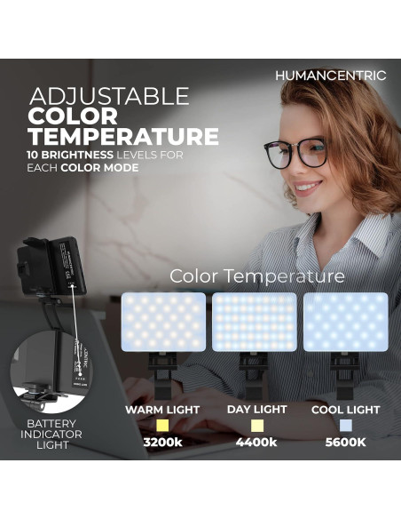 Kit de Iluminación para Videoconferencias HumanCentric, Luz USB-C Ajustable
