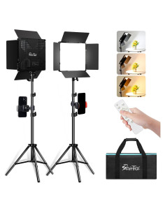 Kit de Iluminación Fotográfica LED 60W Shirtal, Luz Regulable 2700-6500K