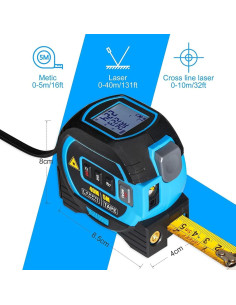 Regla de Medición Digital 3 en 1 Genérico Azul 5m 2