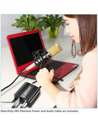 Fuente de Alimentación Phantom Neewer 48V con Cable XLR 2.44m