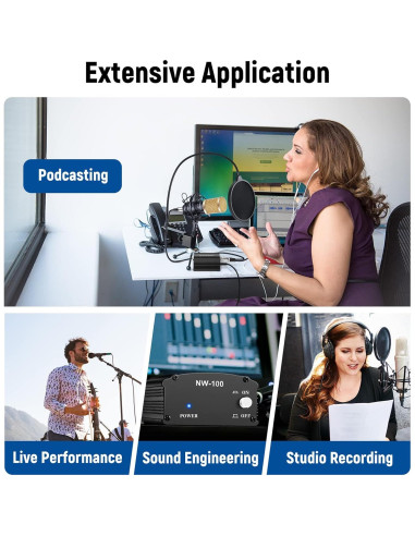 Fuente de Alimentación Phantom Neewer 48V con Cable XLR 2.44m