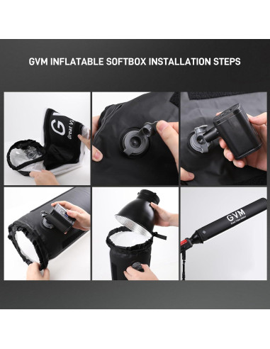 Softbox Inflable Plegable GVM 110cm para Luces Bowens