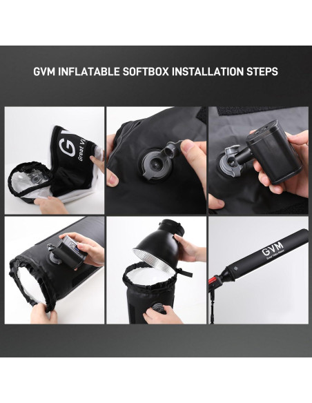 Softbox Inflable Plegable GVM 110cm para Luces Bowens