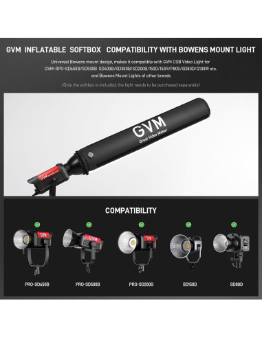 Softbox Inflable Plegable GVM 110cm para Luces Bowens
