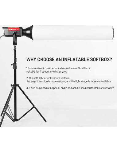 Softbox Inflable Plegable GVM 110cm para Luces Bowens