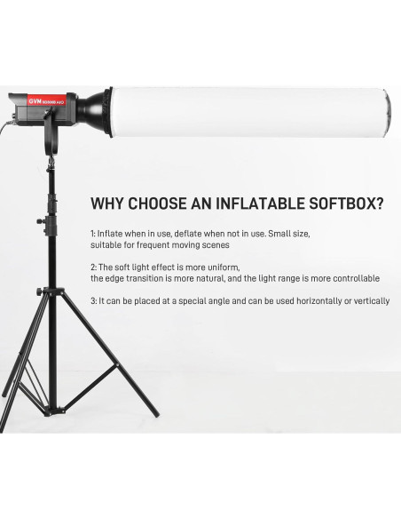 Softbox Inflable Plegable GVM 110cm para Luces Bowens