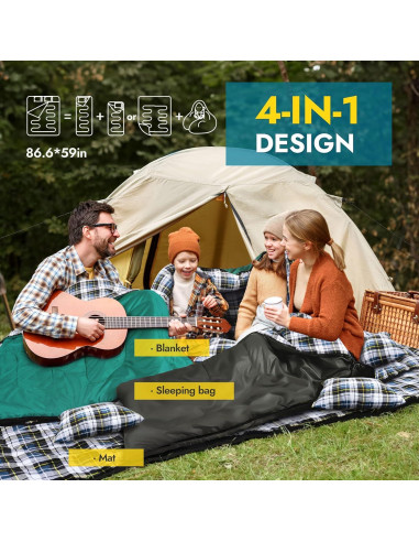 Saco de Dormir Doble Canway XXL Flannel para 2 Personas