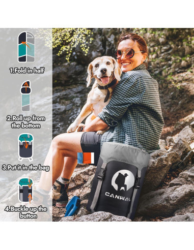 Saco de Dormir Canway XL para Camping y Senderismo - Gris