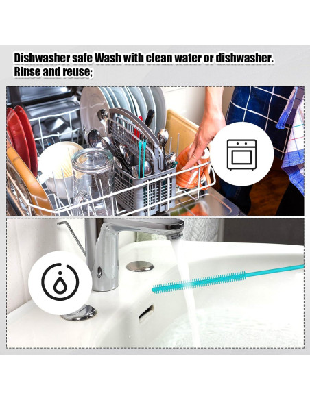 Juego de 3 Cepillos de Silicona PEUTIER para Botellas y Popotes