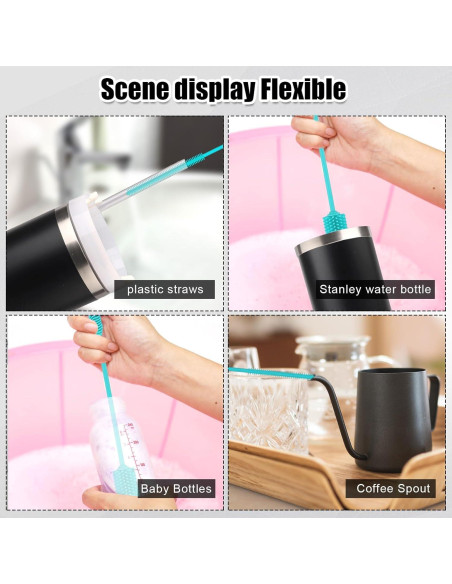 Juego de 3 Cepillos de Silicona PEUTIER para Botellas y Popotes