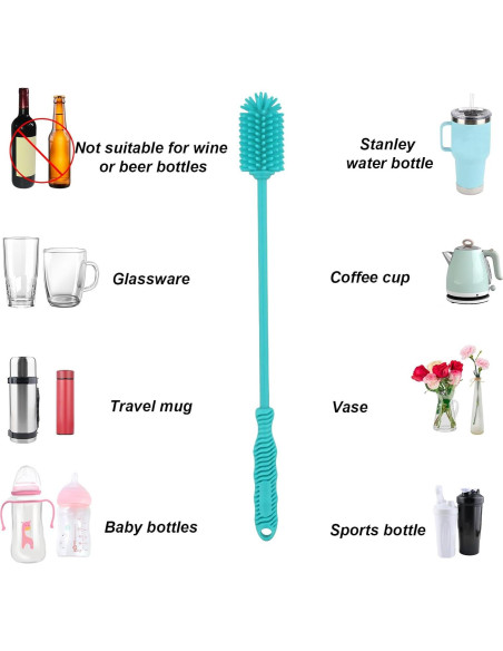 Juego de 3 Cepillos de Silicona PEUTIER para Botellas y Popotes