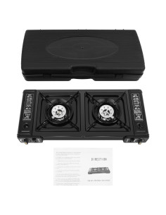 Estufa de Camping Portátil Butano Doble Quemador 300 con Funda