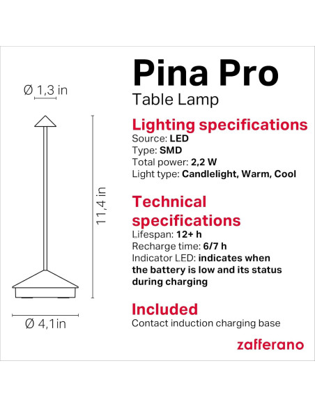 Lámpara de Mesa Pina Pro Zafferano Recargable IP54 29 cm Lámpara de Mesa Pina Pro Zafferano Recargable IP54 29 cm