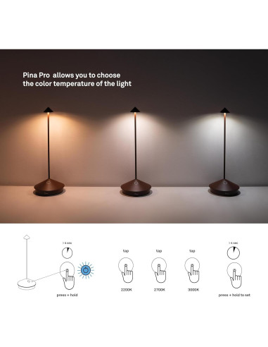 Lámpara de Mesa Pina Pro Zafferano Recargable IP54 29 cm