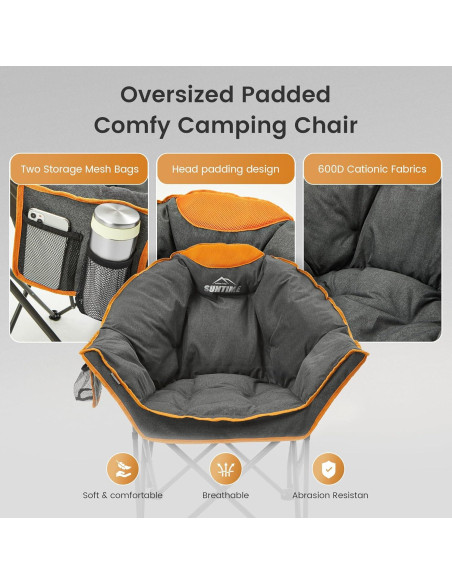Silla de Camping Acolchada Outdoor Living SUNTIME 400 lbs Naranja