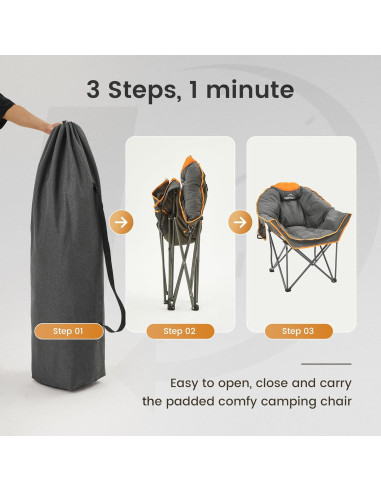 Silla de Camping Acolchada Outdoor Living SUNTIME 400 lbs Naranja