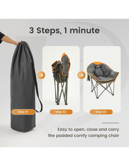 Silla de Camping Acolchada Outdoor Living SUNTIME 400 lbs Naranja