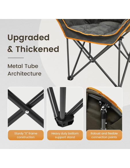 Silla de Camping Acolchada Outdoor Living SUNTIME 400 lbs Naranja