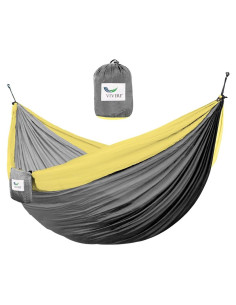 Hamaca Doble de Camping Vivere 325x201 cm Gris/Amarillo